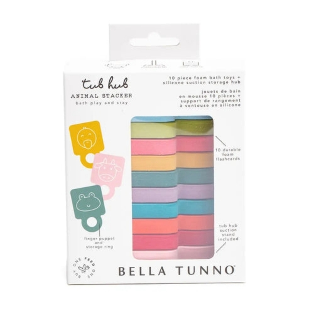 NIB 🐶🐱🐮 Bella Tunno Brand Tub Hub Animal Stacker Baby Bath Toy Flash Cards